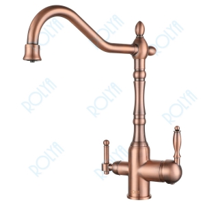 ROLYA Farmhouse Tri Flow Kitchen Faucet Antique Copper