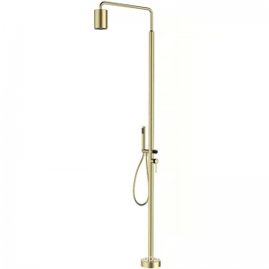 Floor-Mounted Freestanding Outdoor Shower, Modern 304 Stainless Steel Column for Patio & Backyard Brushed Golden