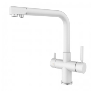 ROLYA Dual Handle Solid Brass 4 Way Water Filter Kitchen Faucet Tap White KF2011-WH