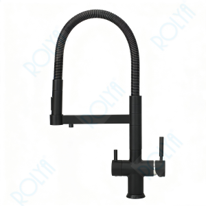 ROLYA Spring 5 Way Faucet Kitchen Mixer Tap with pulldown sprayer Matte Black