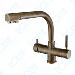 ROLYA 5 Way Faucet Chilled And Soda Water Mixer Kitchen Tap Antique Brass KF5021-AB