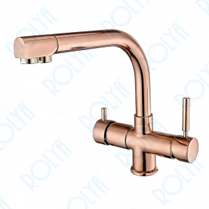 ROLYA Europe Five Way Faucet Soda And Filter Chilled Water Kitchen Mixer Tap Rose Golden KF5021-RG