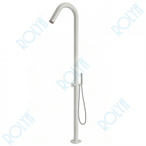 ROLYA Floor standing Outdoor Shower with Handheld Sprayer White FOS2603-WH