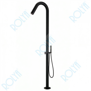 ROLYA Freestanding Outdoor Shower with Hand Shower Black FOS2603-BL