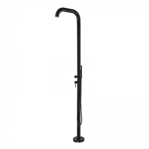 ROLYA Freestanding Outdoor Shower with Handheld Sprayer, 304 Stainless Steel Poolside Column Matte Black FOS-2602