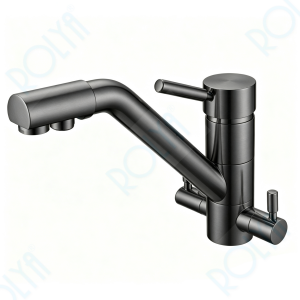 ROLYA Longreach 4 Way Kitchen Faucet Hot &Cold Water & Sparkling Water Gunmetal KF4388-GM