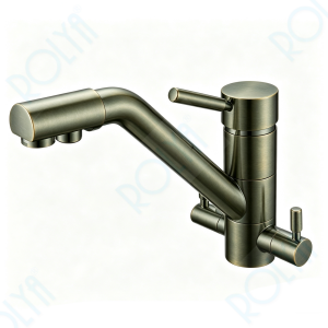 ROLYA Longreach 4 Way Kitchen Faucet Hot and Cold Water & Sparkling Water Bronze KF4388-BR