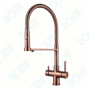 ROLYA Pull Down 5 Way Kitchen Faucet With Sparkling Water Antique Copper KF5266-AC