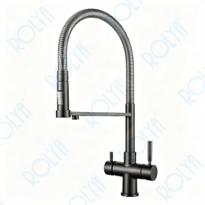 ROLYA 2026 New Pull Out 5-in-1 Faucet for Chiller Sparkling Water Kitchen Tap Gunmetal KF5266-GM