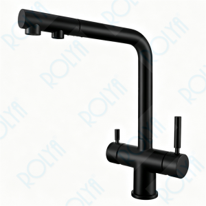 ROLYA Wholesale 4-in-1 Pullout Kitchen Faucet Isolated Waterway Matte Black KF4118-MB