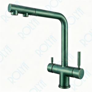ROLYA Isolated Water Channel 4 Function Pull Down Kitchen Faucet Bronze KF4118-BR