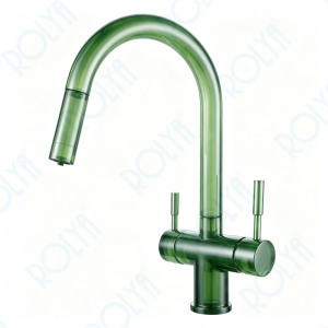  ROLYA WATERMARK Customized Pull Out Gooseneck 4-in-1 Kitchen Faucet Green KF4699-GR
