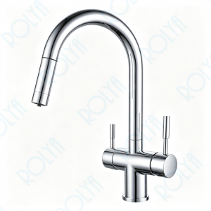 ROLYA Pullout Gooseneck 4 Way Kitchen Faucet in Chrome KF4699-CH